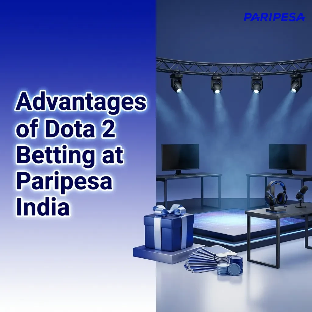 Infographic on Paripesa India Dota 2 betting benefits: bonuses, INR payments, mobile app, strong odds, support, wide coverage