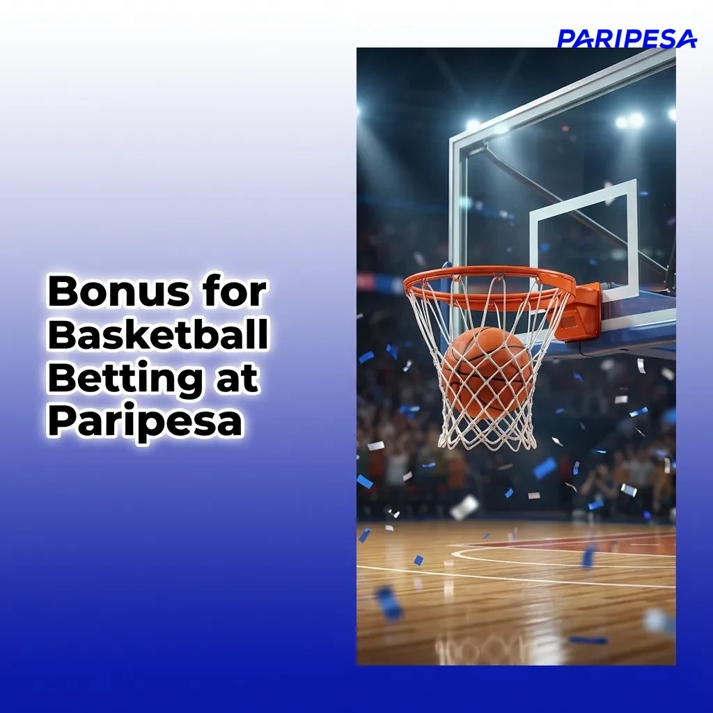 Promo banner for Paripesa basketball betting welcome bonus with terms, rollover conditions, and wagering requirements