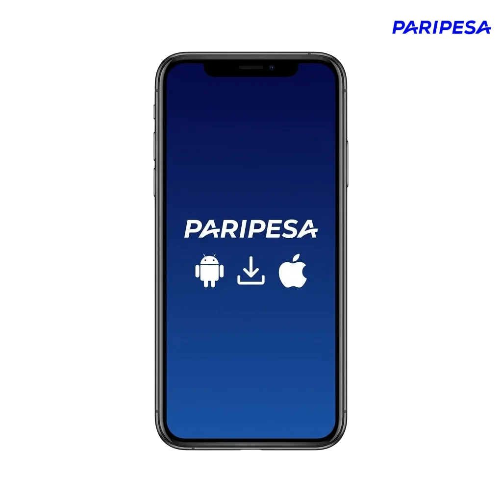 Paripesa betting app ad on a smartphone, promoting Indian sports, casino games, and a 100% welcome bonus for new users