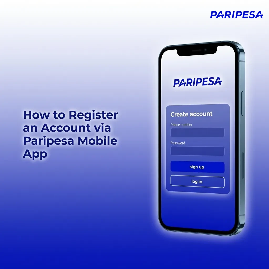 Smartphone screen showing Paripesa iOS app registration steps and welcome bonus offer