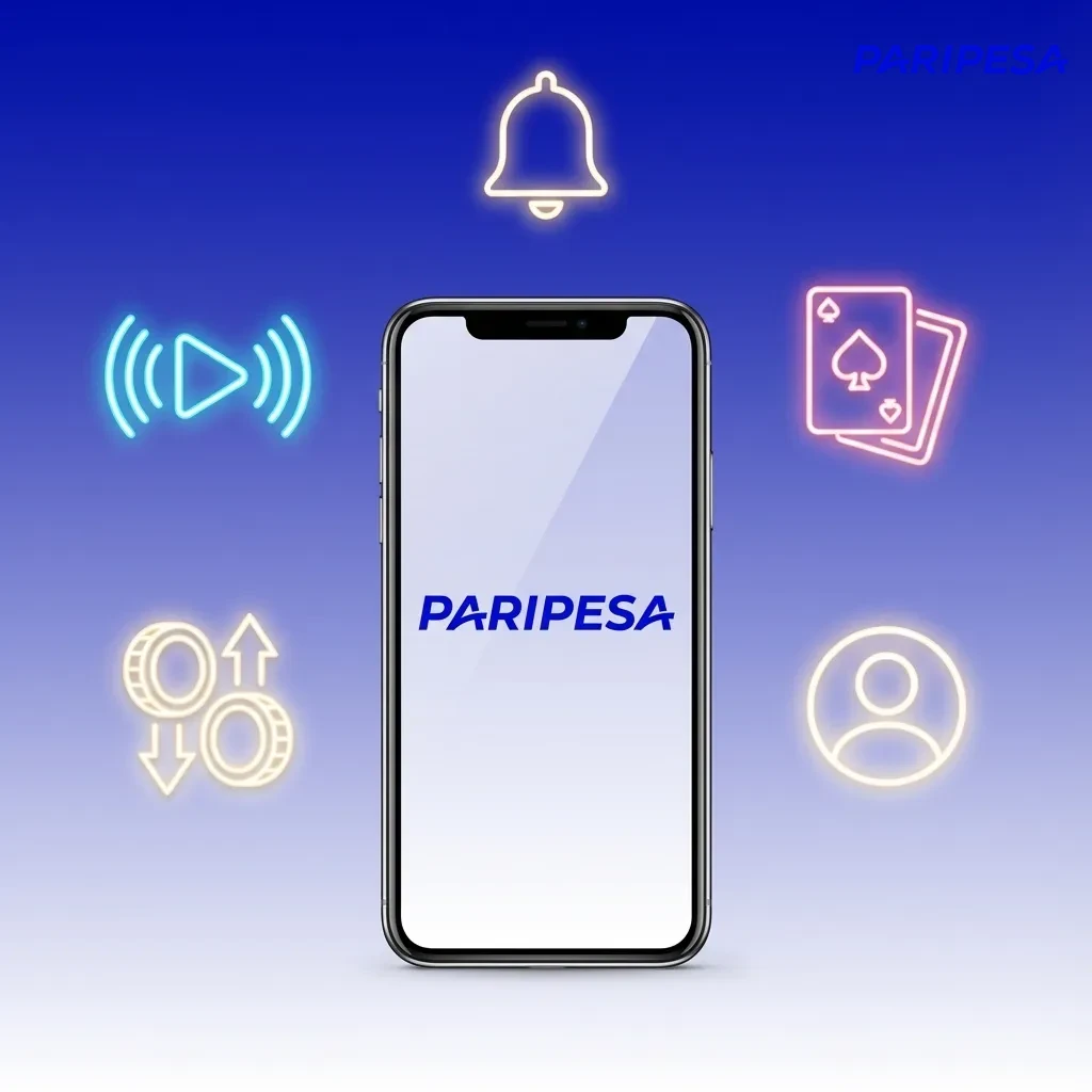 Illustrated Paripesa iOS app screen highlighting INR support, local payments, welcome bonus, sports betting, and casino games