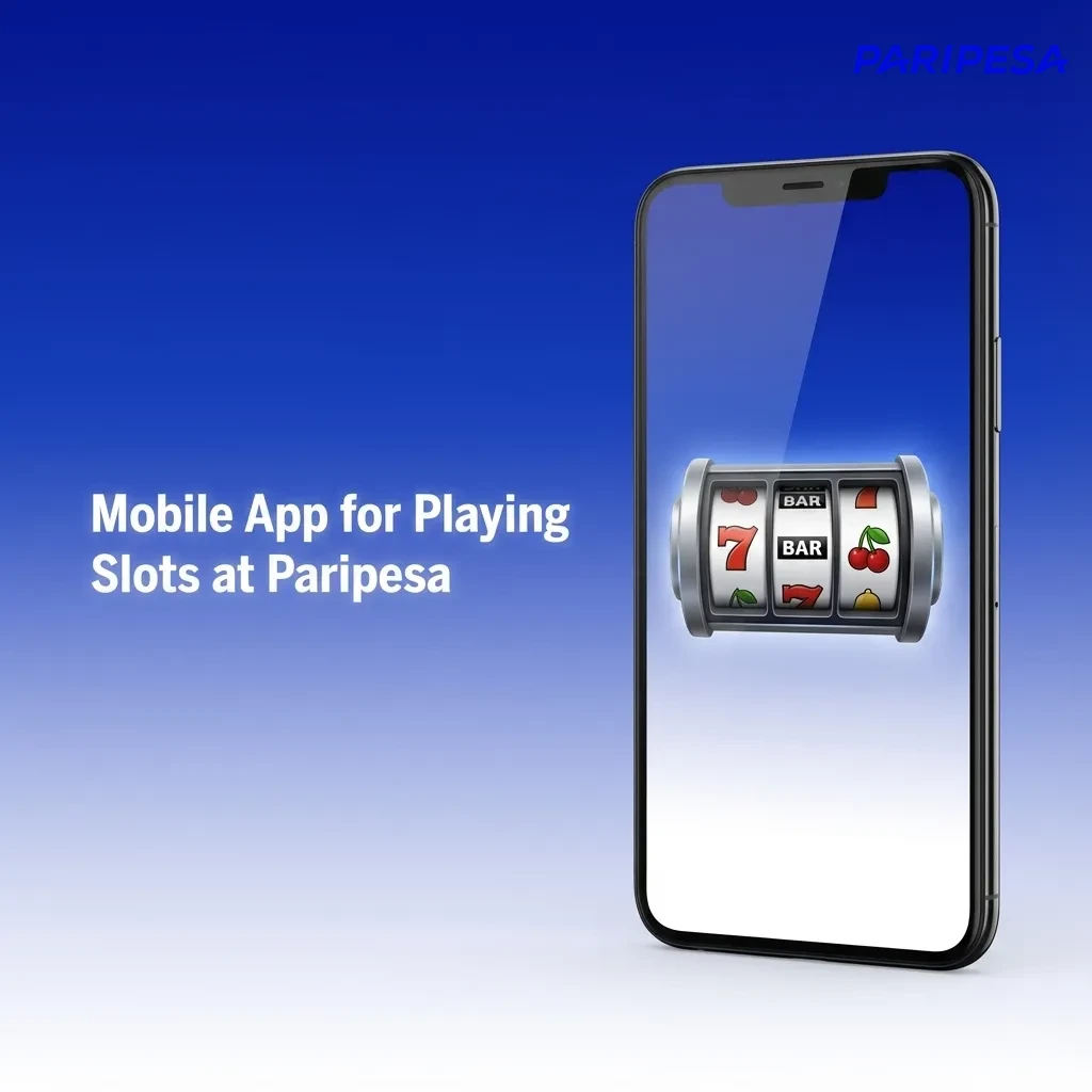 Smartphone screen showing Paripesa slots app with one-hand controls, game lobby, search bar, and balance display