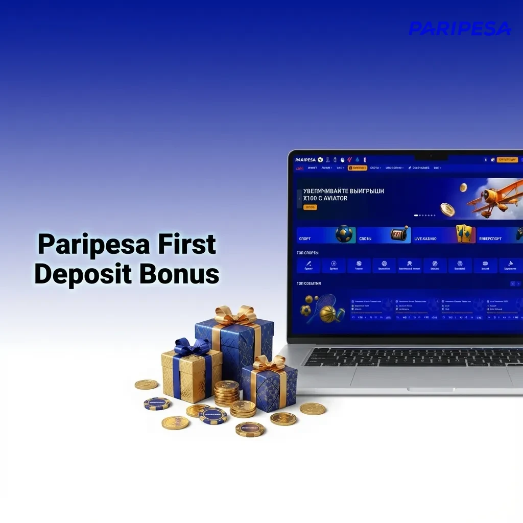 Banner showing Paripesa 100% first deposit bonus for new Indian users with casino and sports betting icons