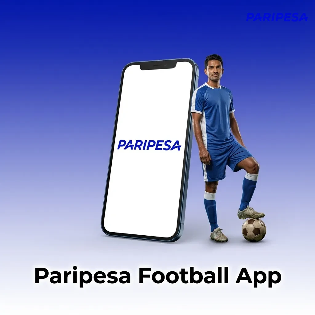Smartphone displaying Paripesa Football betting app with match odds, live scores, and bet slip options visible