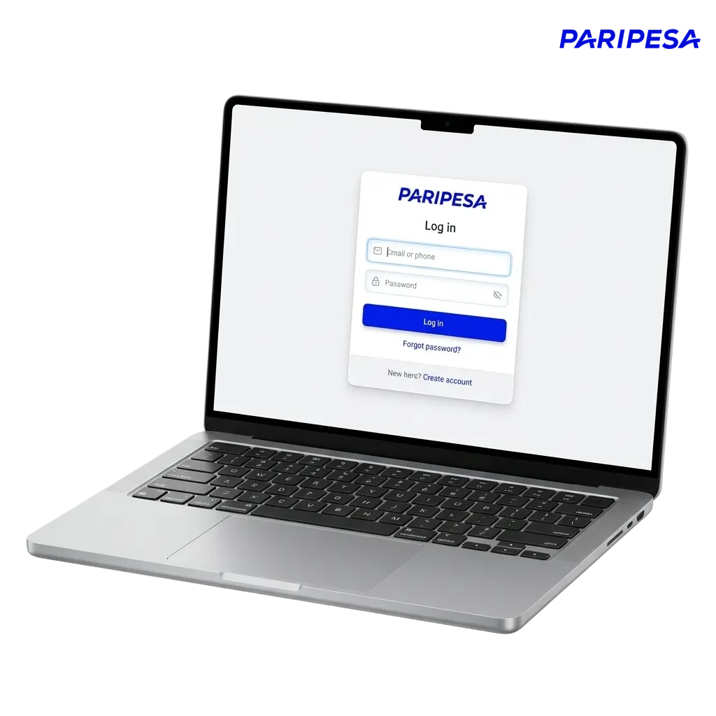 Paripesa login page showing fields for phone, email, or ID and password for India users to access betting and casino accounts
