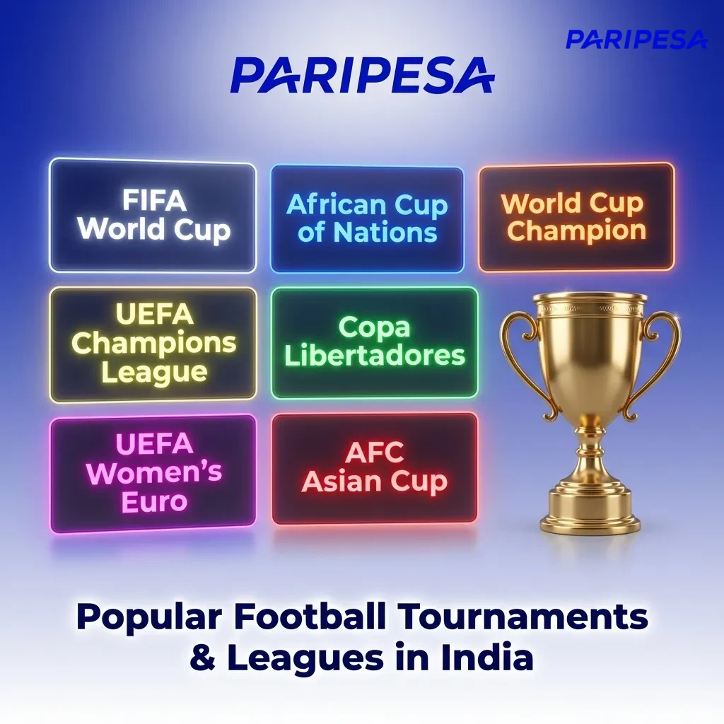 Collage of global and Indian football tournaments with logos of FIFA, UEFA, ISL, I-League and betting odds graphics