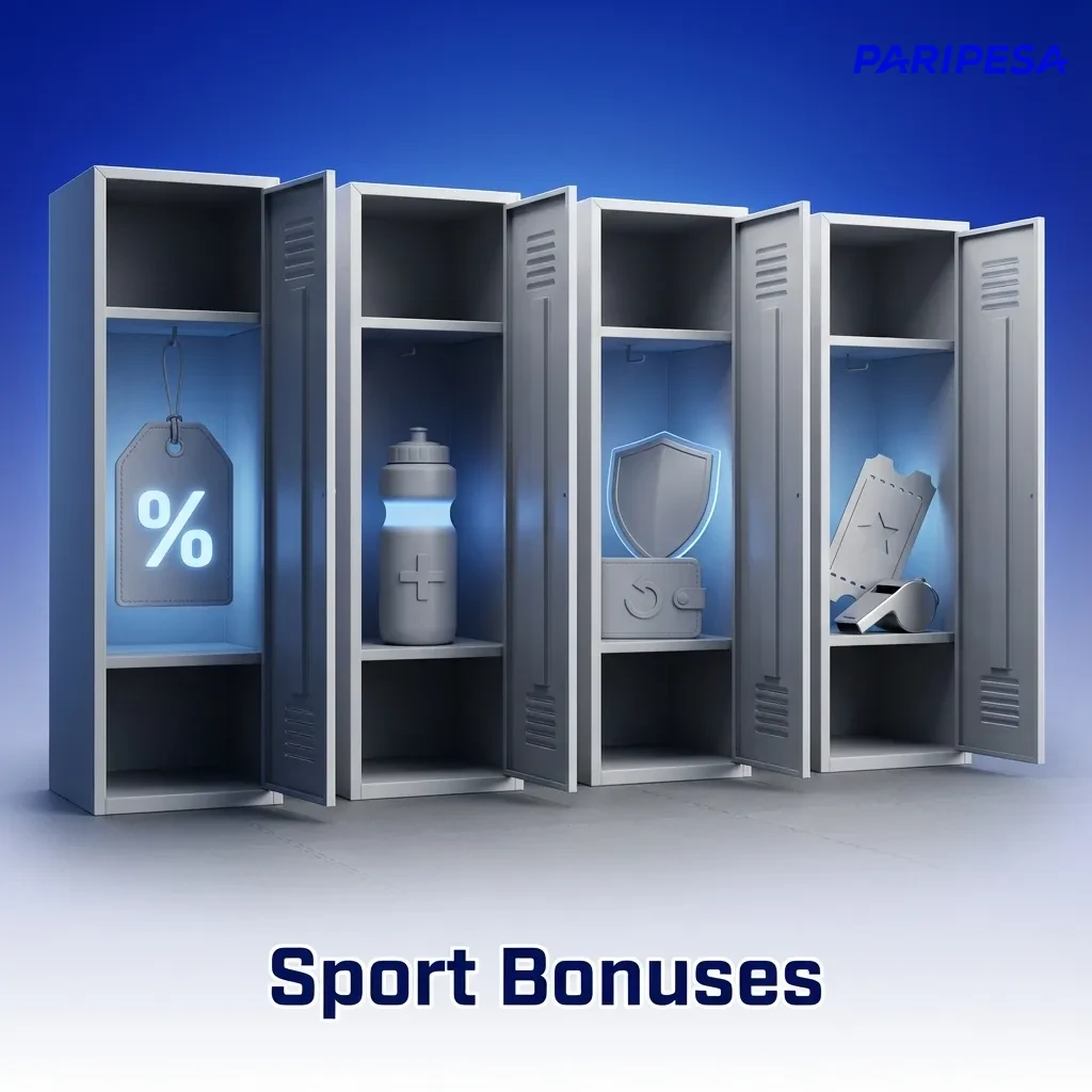 Colorful sportsbook banner showing cricket, football and esports icons with text promoting sports bonuses and free bets