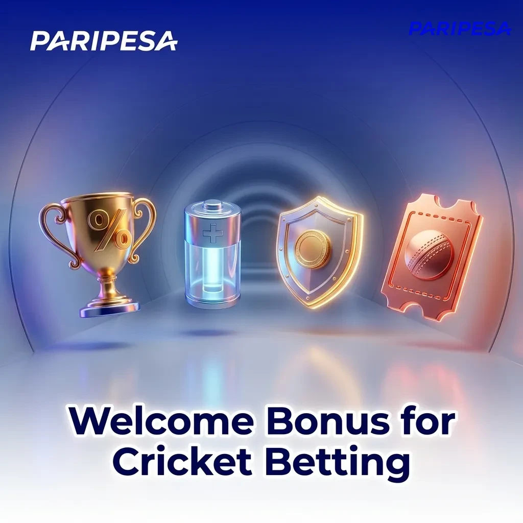Banner showing “100% Welcome Sports Bonus” for new cricket bettors in India, with cricket imagery and deposit offer details.