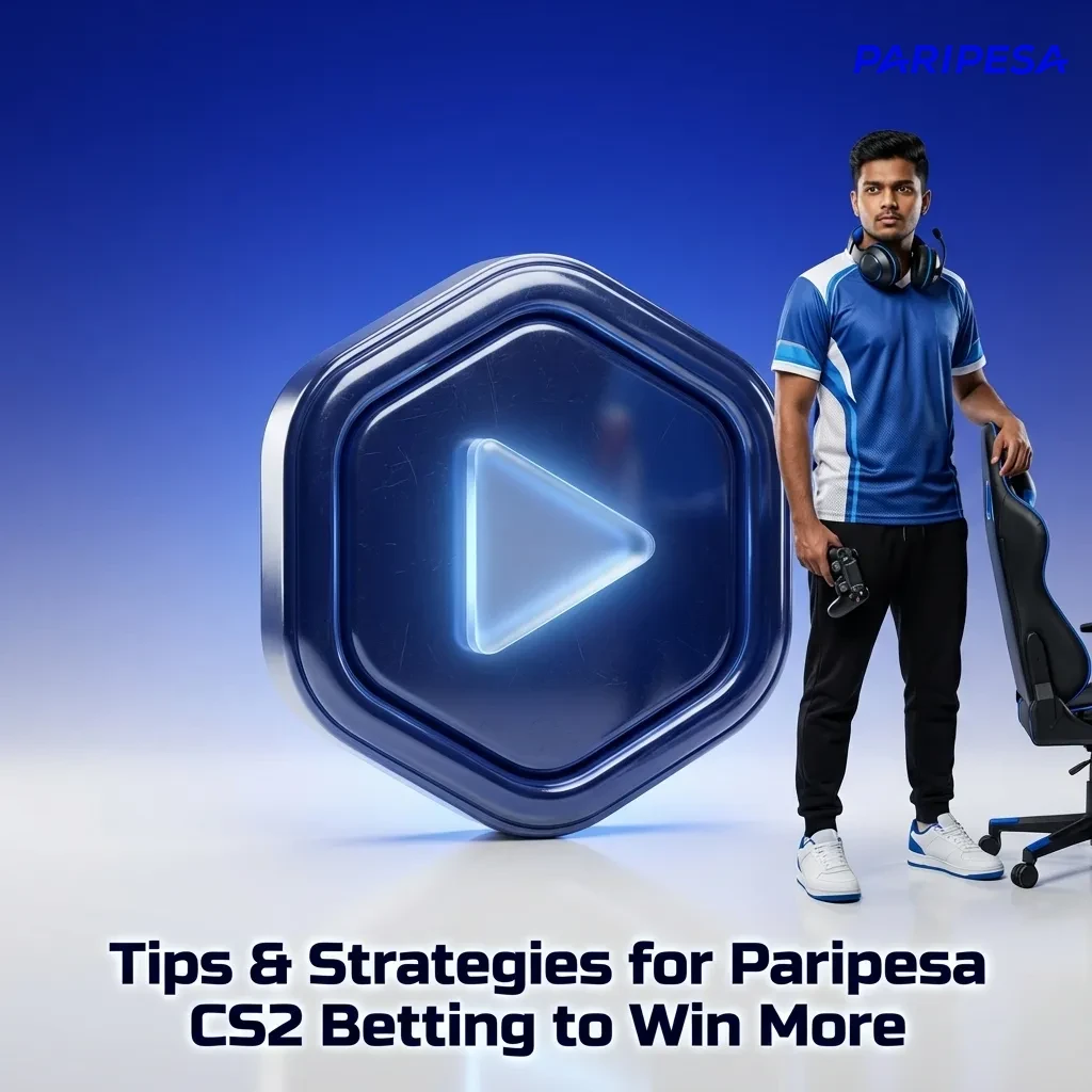 Illustrated CS2 betting tips on a Paripesa-branded page, with bullets on bankroll, maps, odds, and records