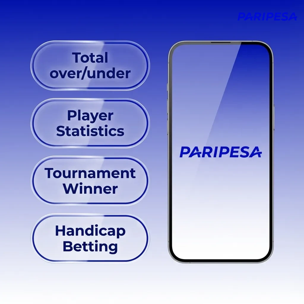 Illustrated Paripesa app screen showing single, accumulator, system, live, and handicap bet options with brief labels