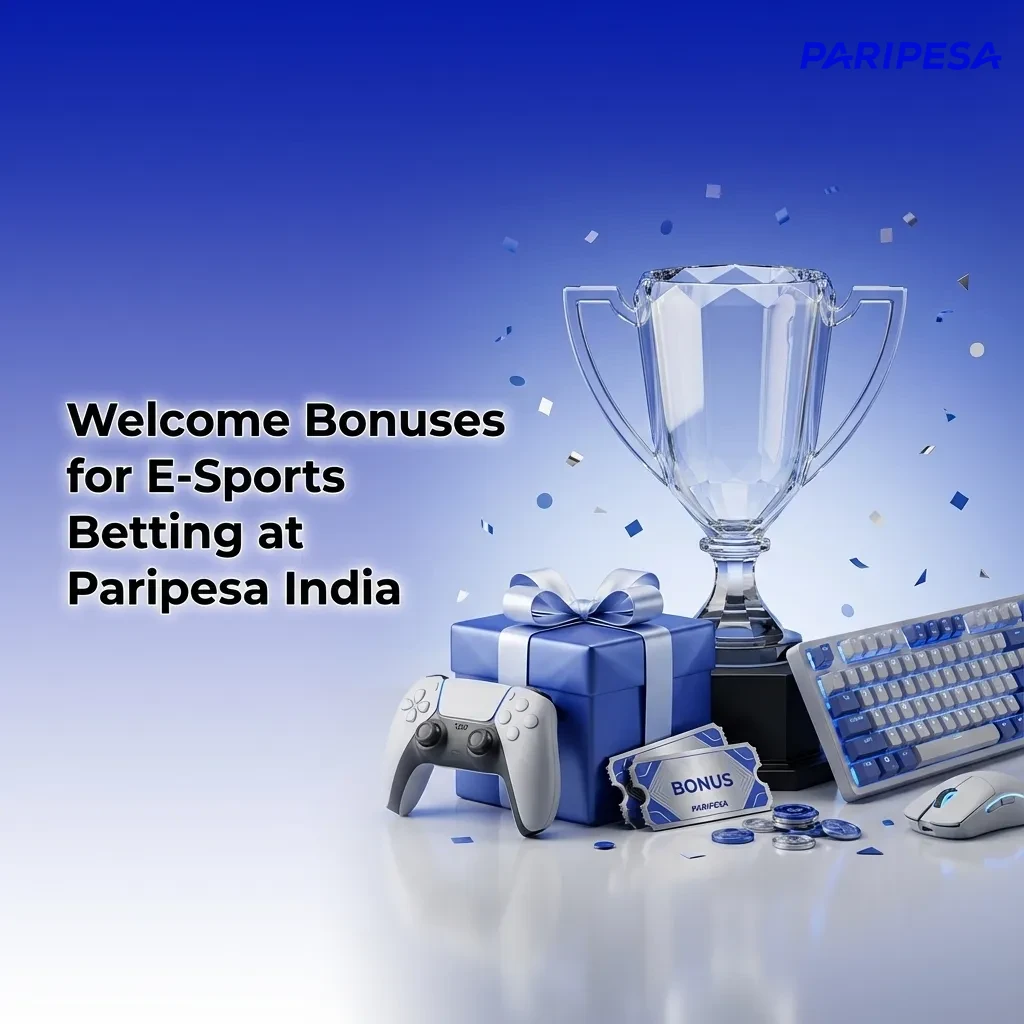 Paripesa India welcome bonus banner showing 100% first deposit offer for new esports betting players