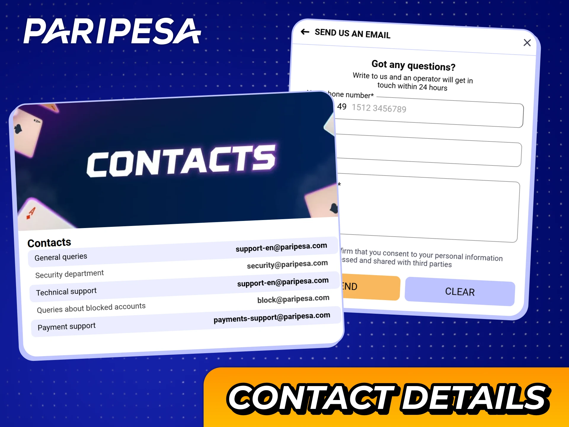 Contact Paripesa customer support team any time when you have troubles with casino platform.