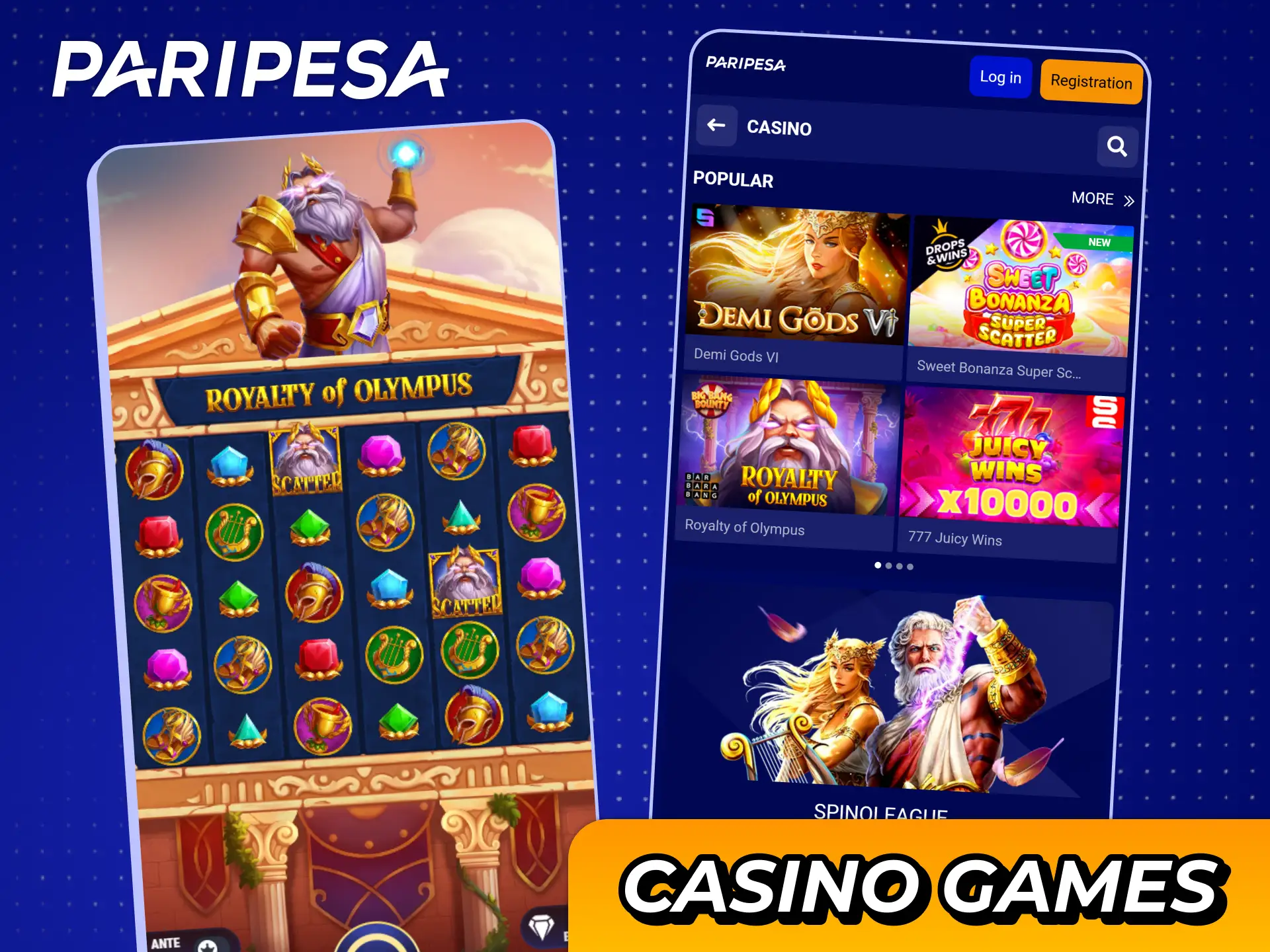 Play manu different casino games on your smartphone with Paripesa android app.