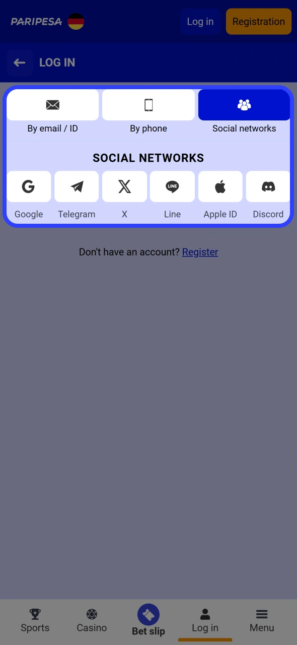 Login to your account at Paripesa android app to start betting.