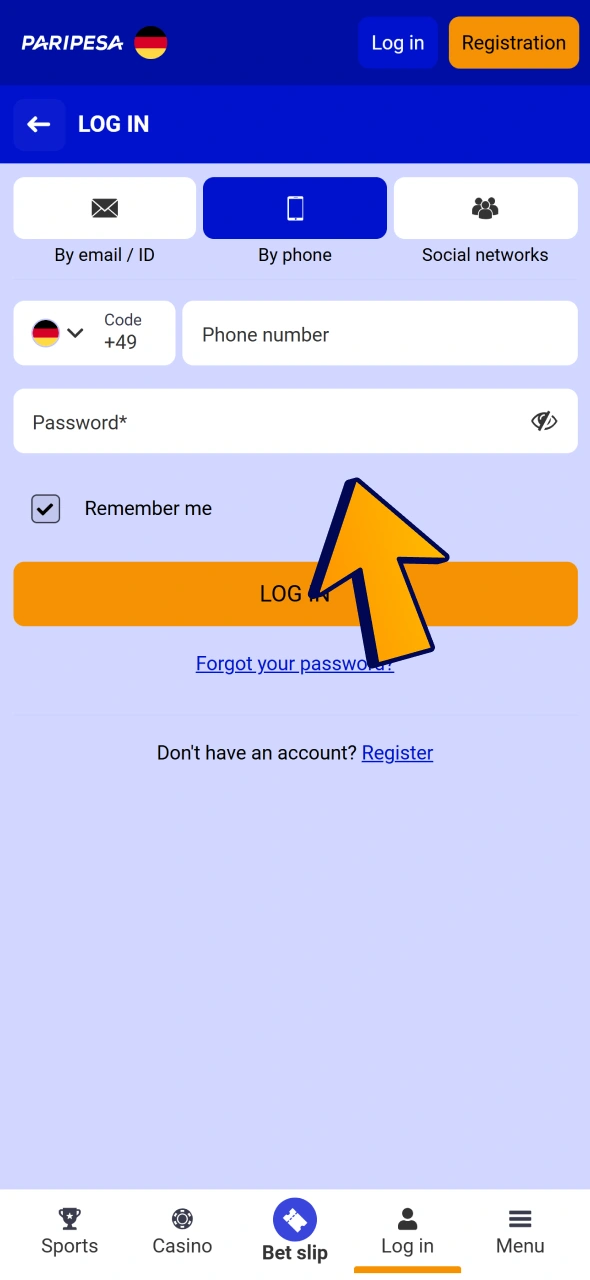 Sign in to your Paripesa account to start playing Aviator.