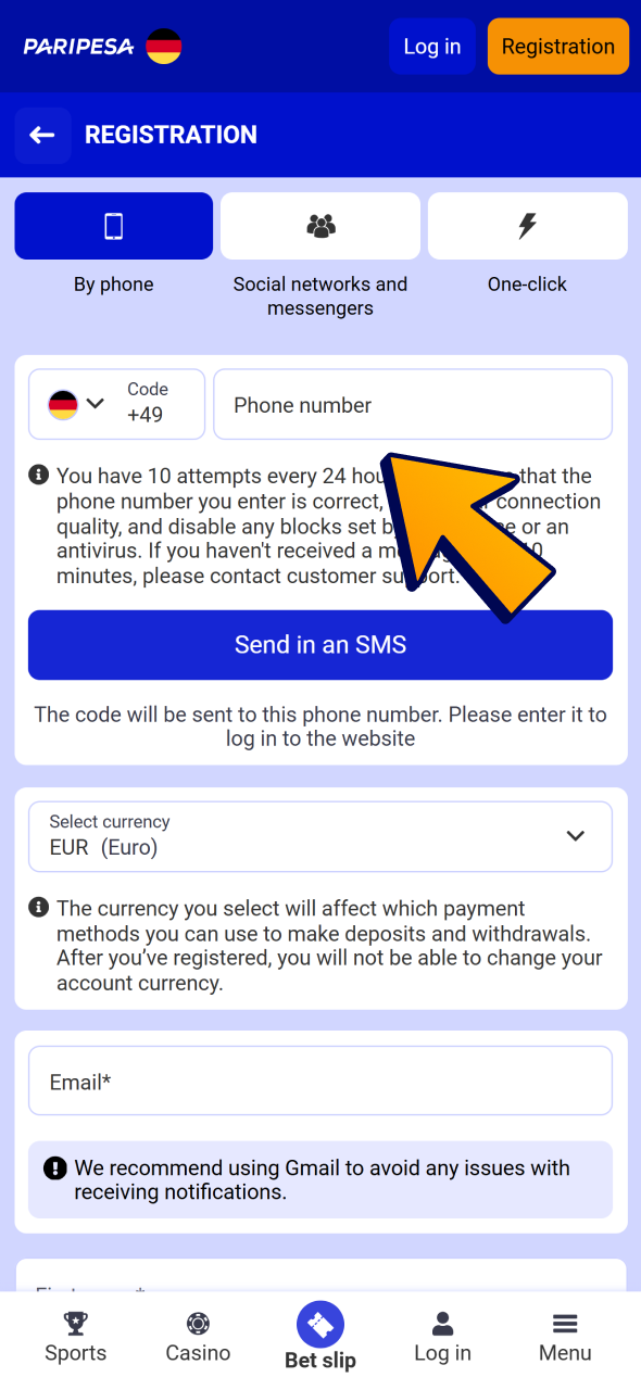 Create an account to start playing Aviator at Paripesa.
