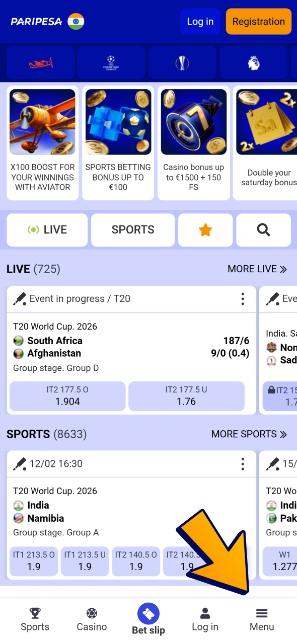 Go to Paripesa menu to get an app for basketball betting.