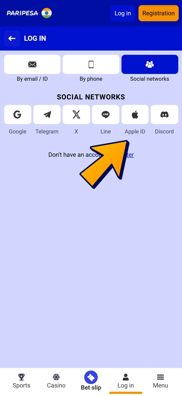 Login to your Paripesa account to start betting on basketball.