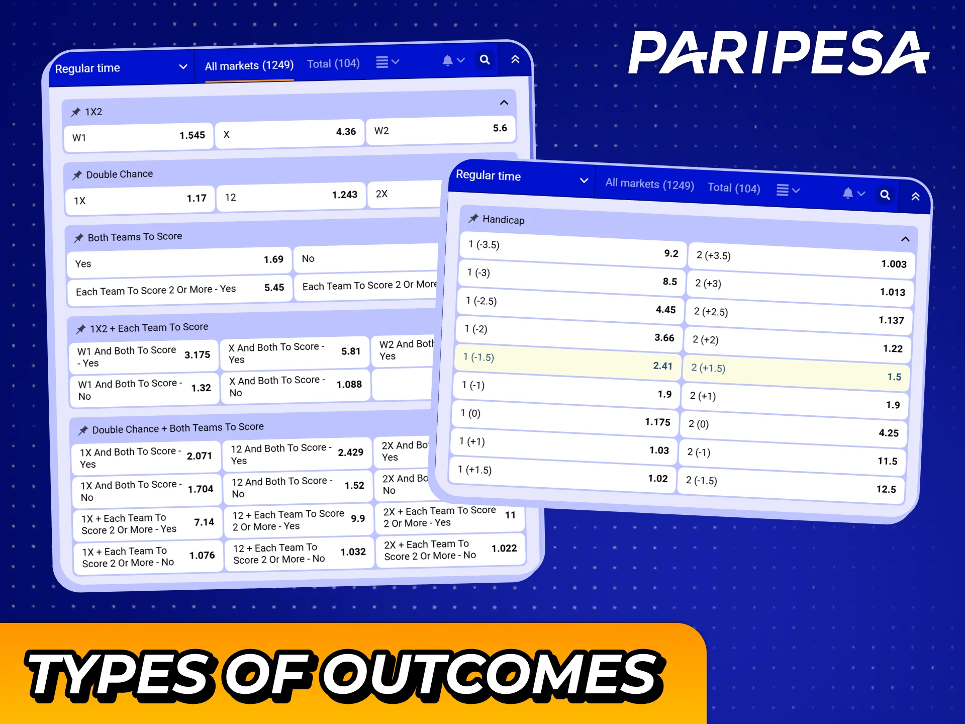Test your pridiction skills and bet on different match outcomes at Paripesa.