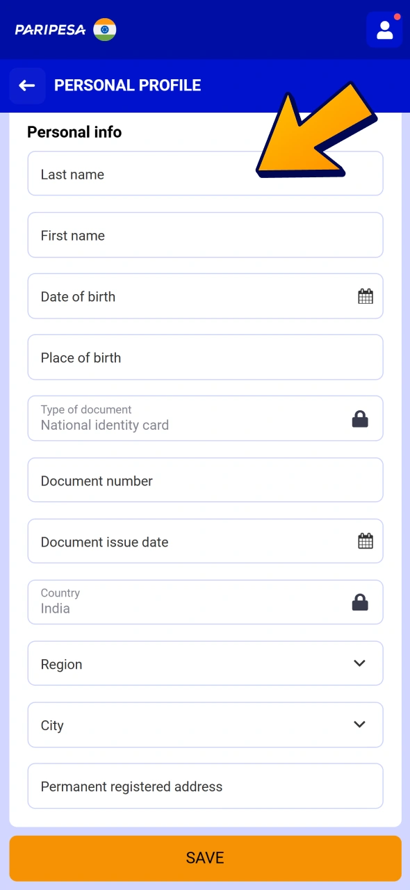 Fill in other basic information details at your Paripesa profile.