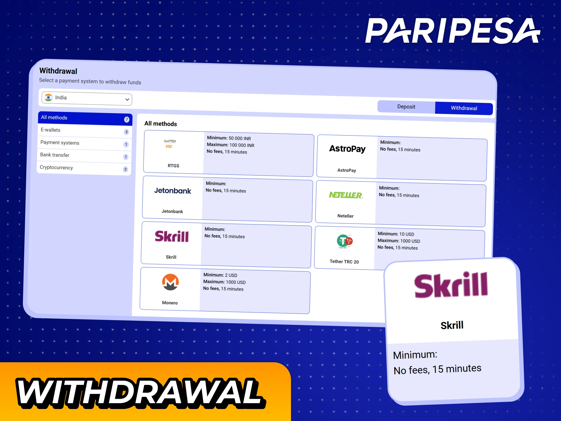 Withdraw your winnings from betting and gaming in few steps at Paripesa casino.