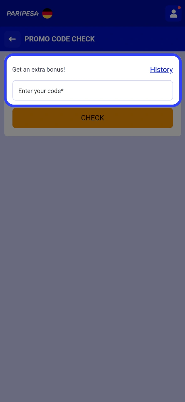 Go to promocode section and insert code at official Paripesa website.