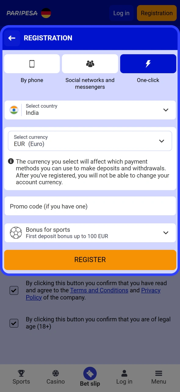 Create an account to get Paripesa bonus.