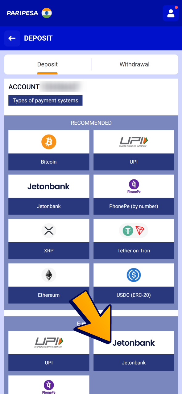 Make a deposit for your first Paripesa CS2 bets.
