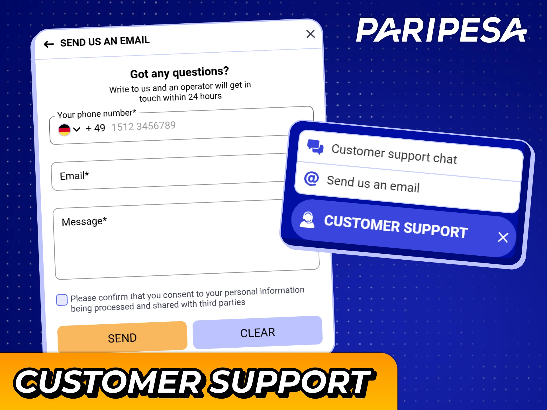 Text Paripesa support team if you face any deposit problems.