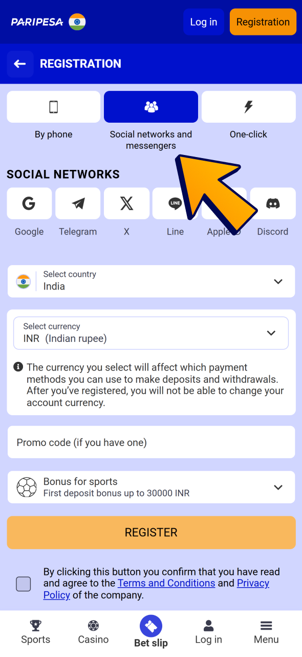Cjoose registration method and create your Paripesa account for Dota 2 betting.