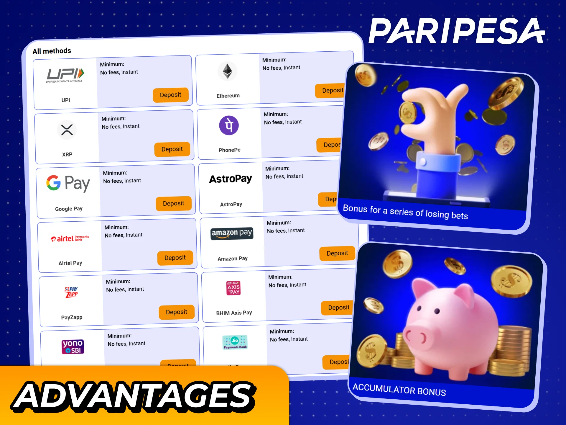Create account and get those Paripesa esports advantages.