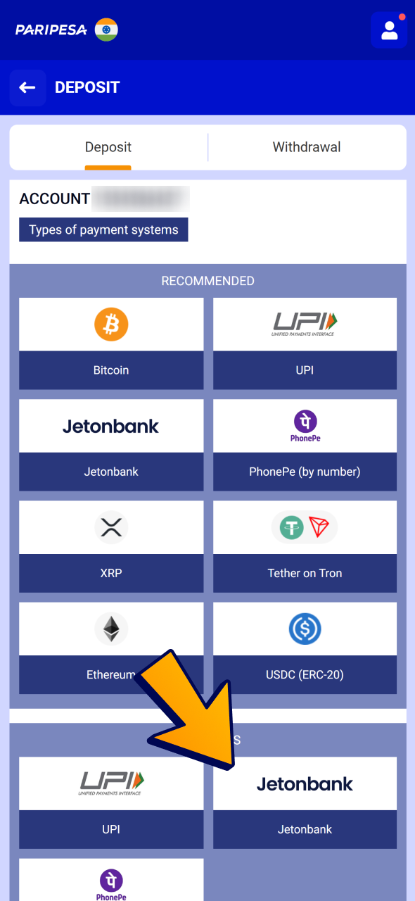 Top up your account for Paripesa esports betting.