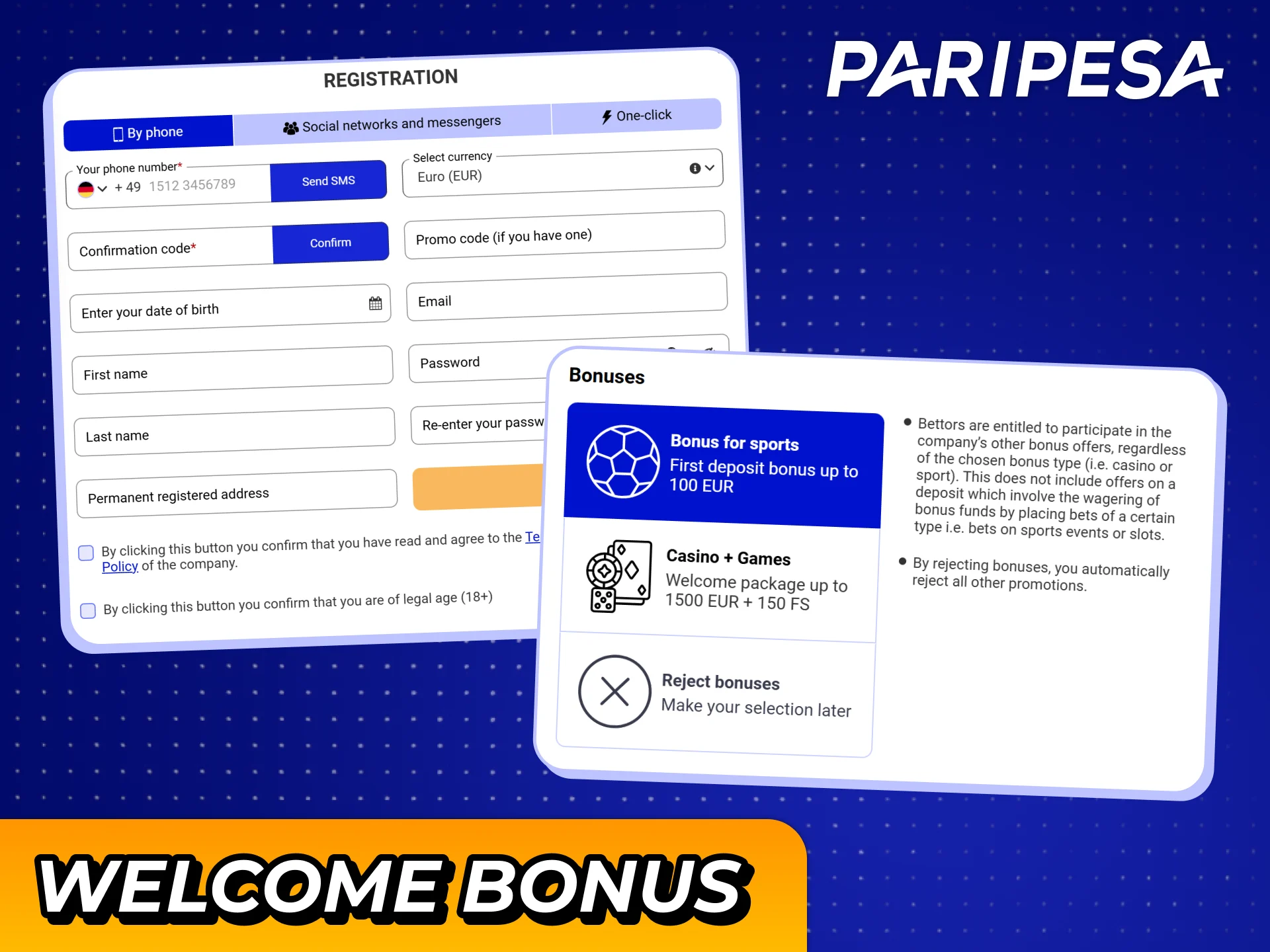 Create an account to get welcome bonus for football betting at Paripesa.
