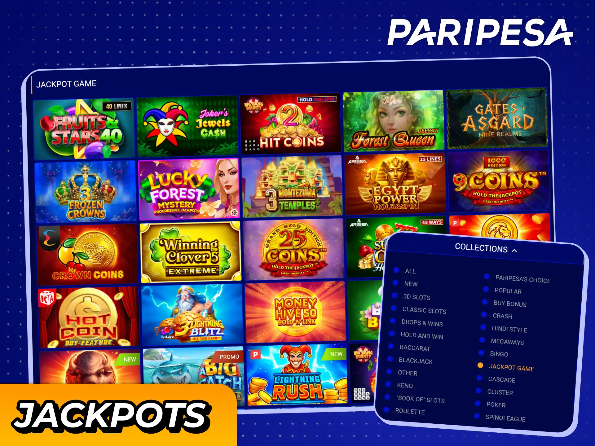 Win massive casino jackpots at Paripesa.