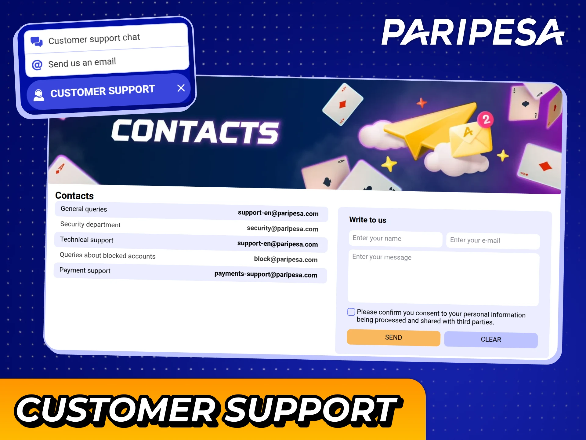 Contact Paripesa customer support for any assistance with your betting account.