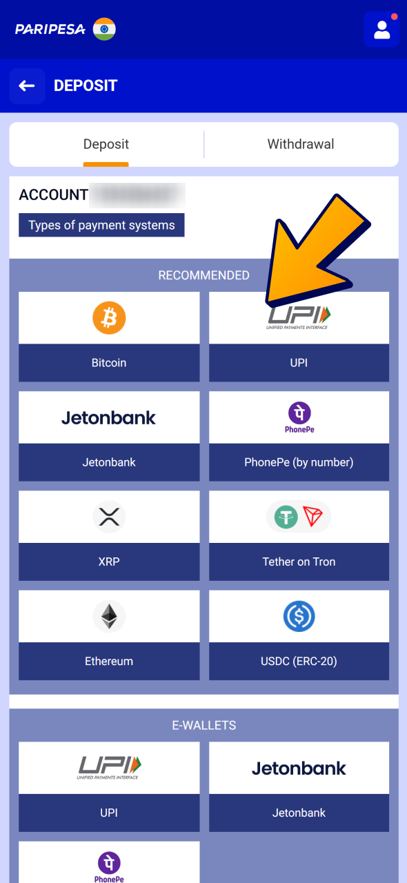Make a deposit for your future bets at Paripesa.