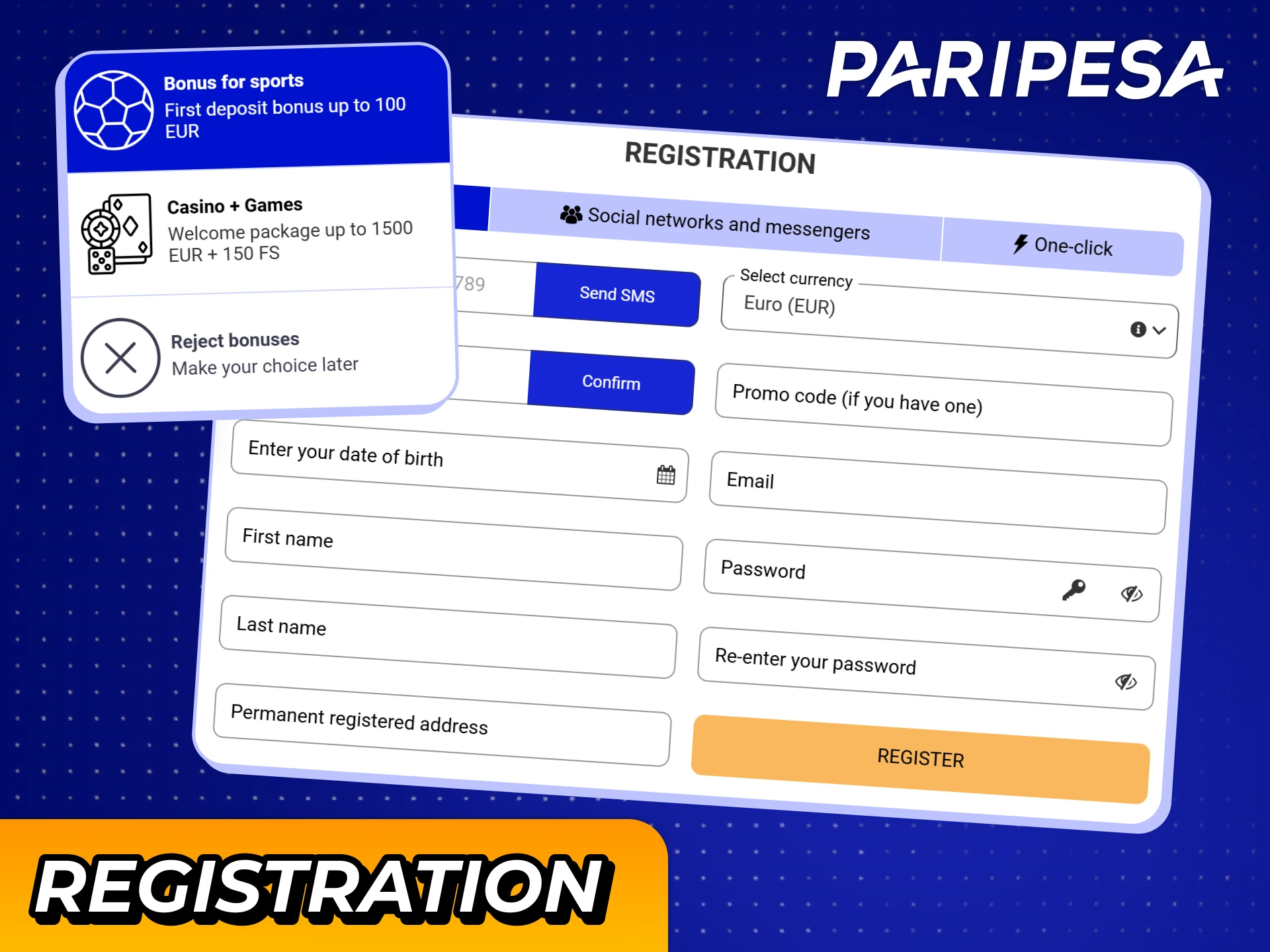 Complete Paripesa registration process to start betting on sports events.