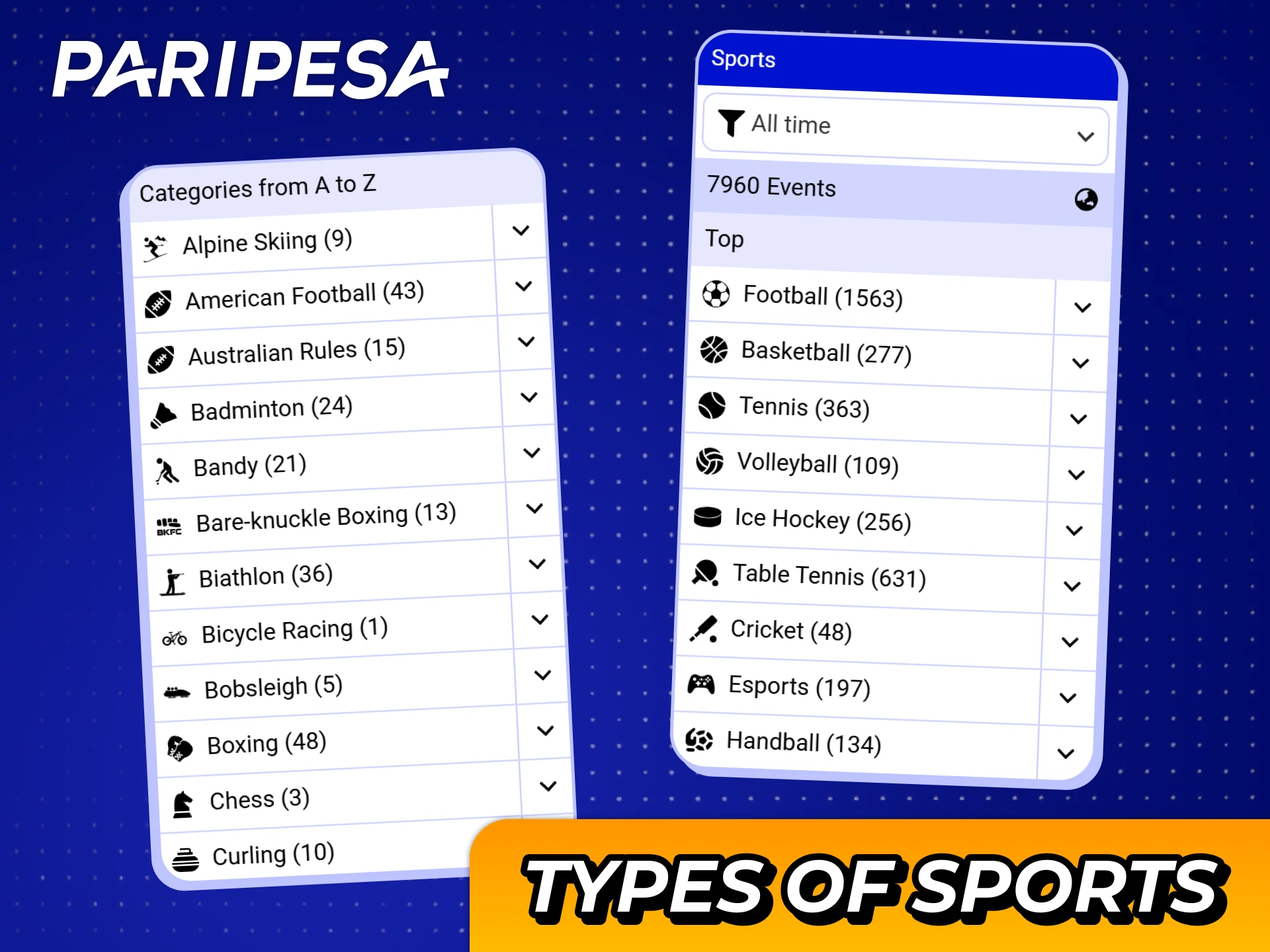 Explore various types of sport betting markets available at Paripesa.