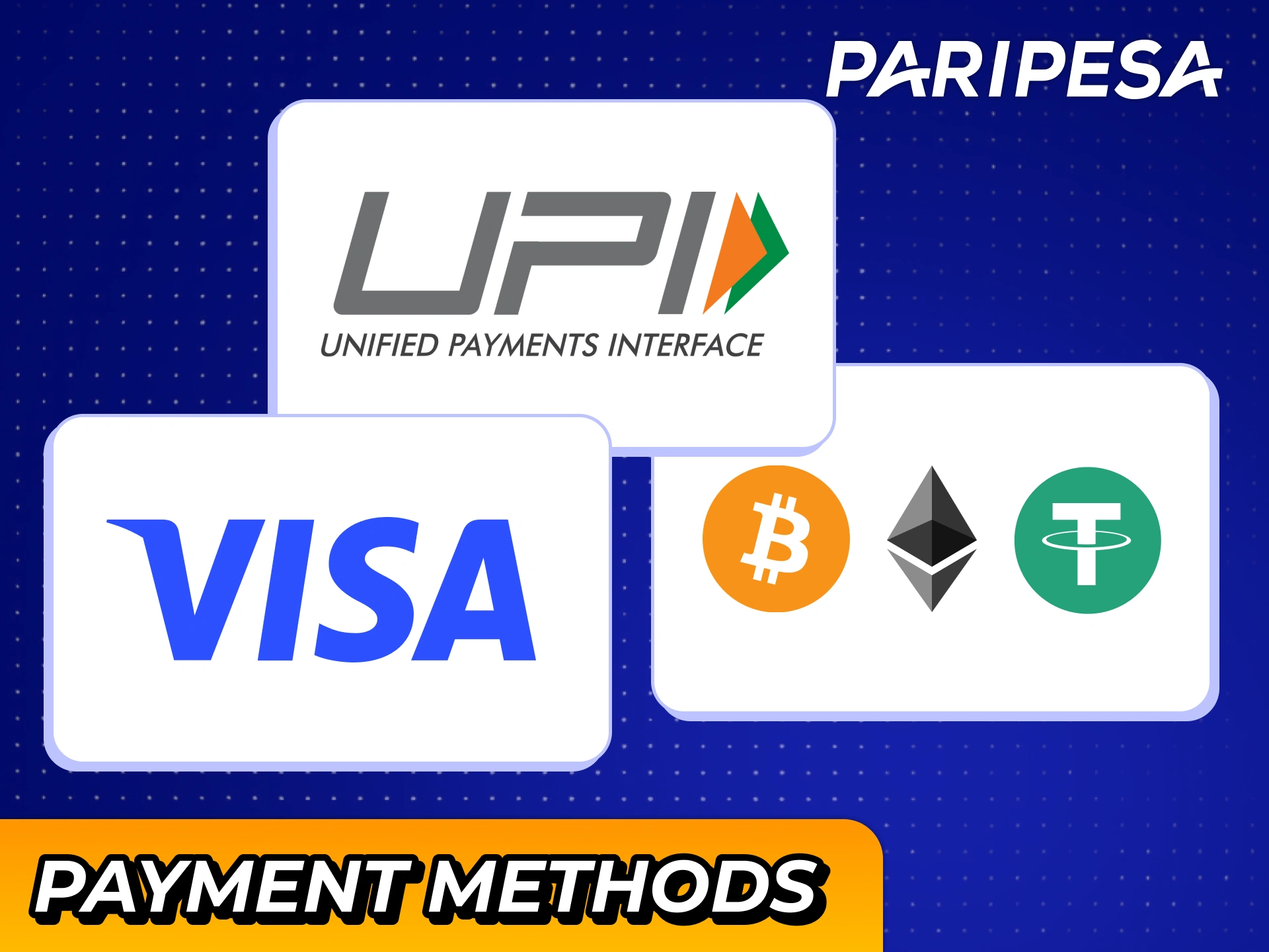Choose one of many methods to make payments at Paripesa iOS app.