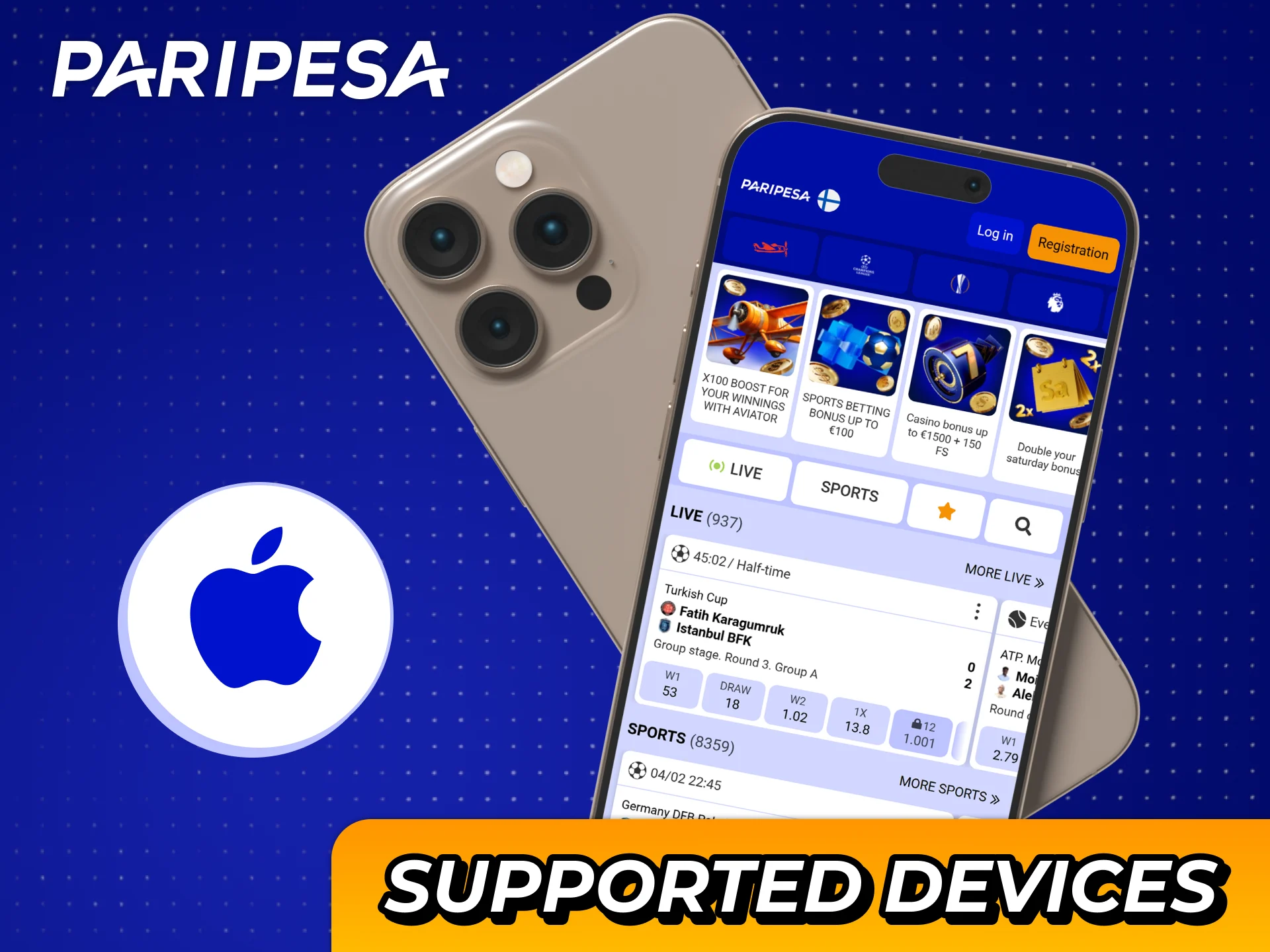 Check if your iphone can get Paripesa iOS app.