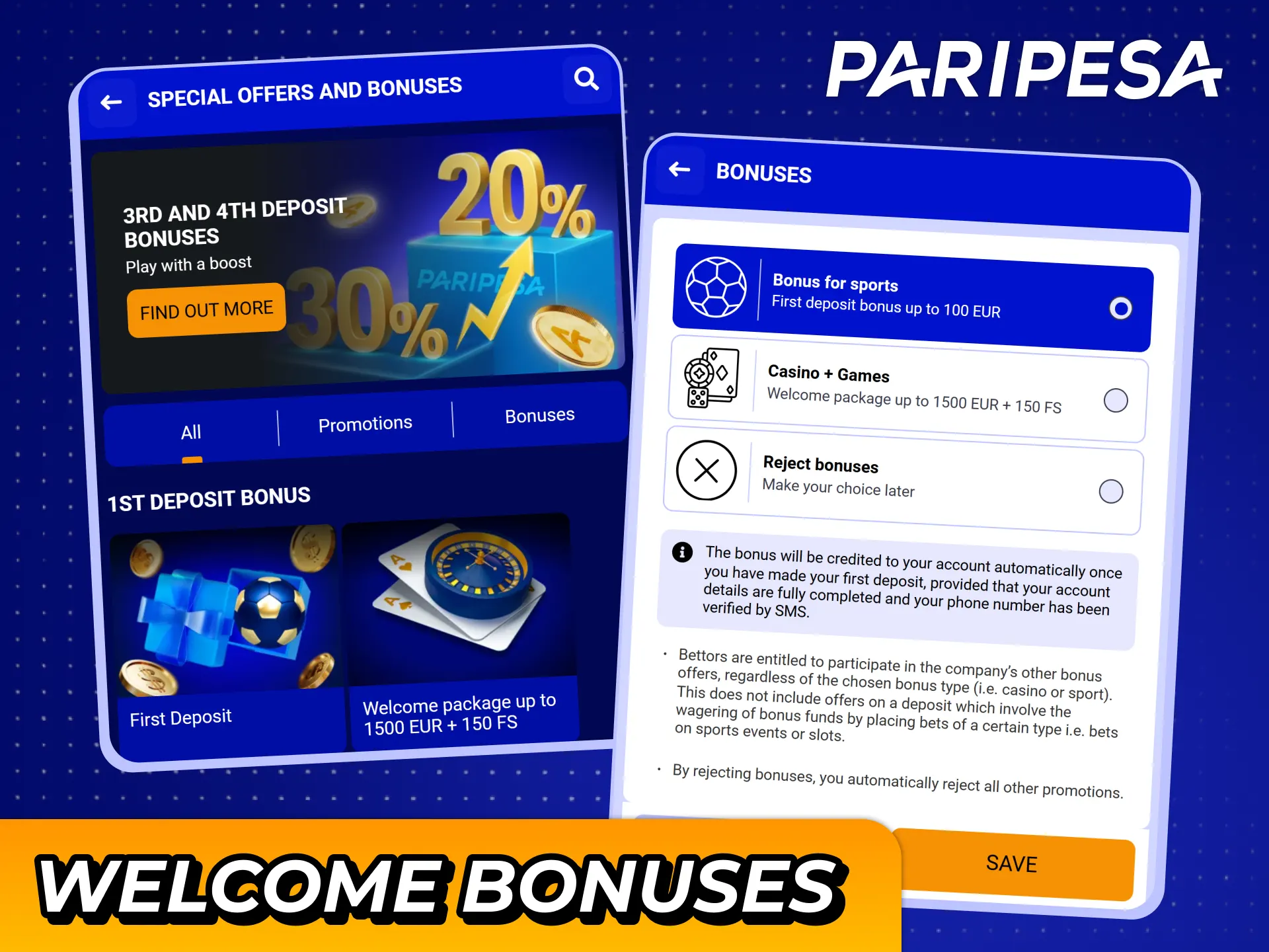 Claim your welcome bonus at Paripesa iOS app.