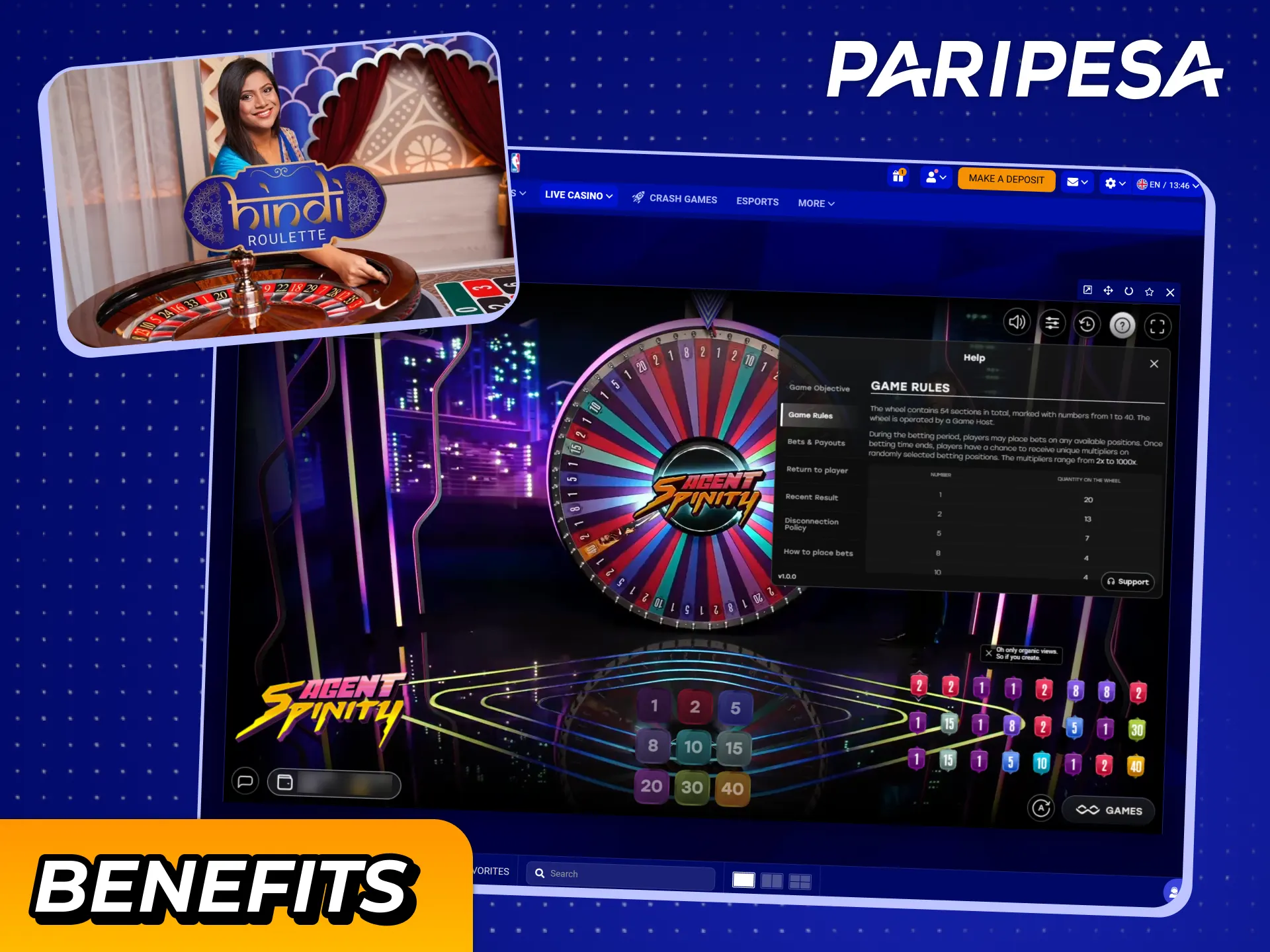 Enjoy those Paripesa live casino advantages.