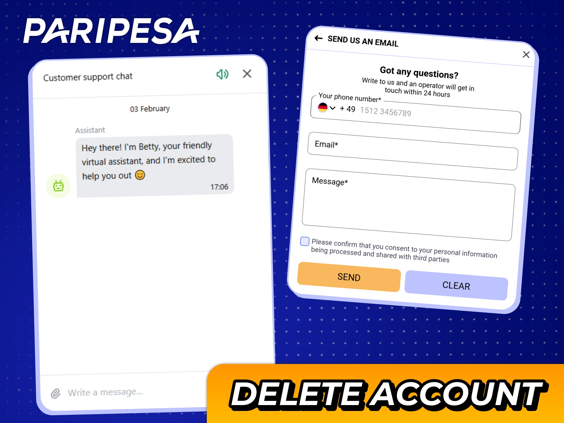 Delete your Paripesa account easy and fast if you want.