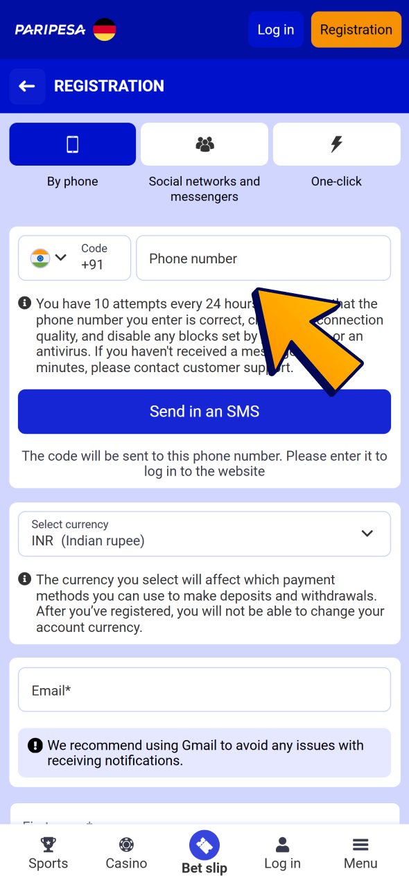 Register or login at Paripesa and start placing tennis bets.