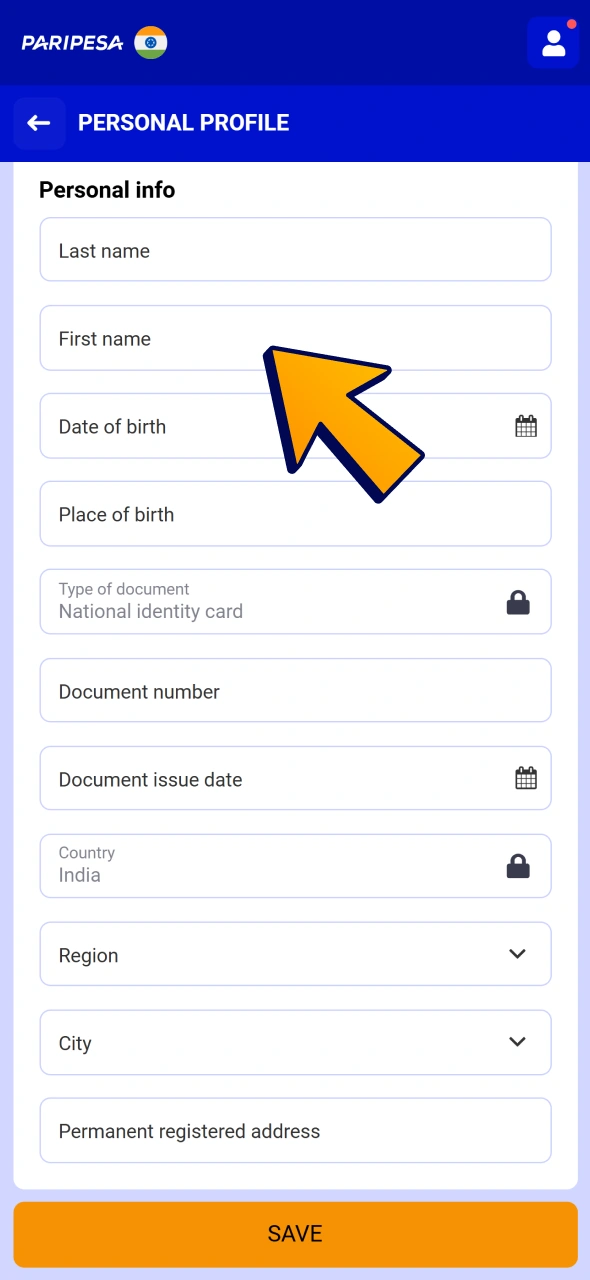 Fill all personal details and save changes to your Paripesa account.