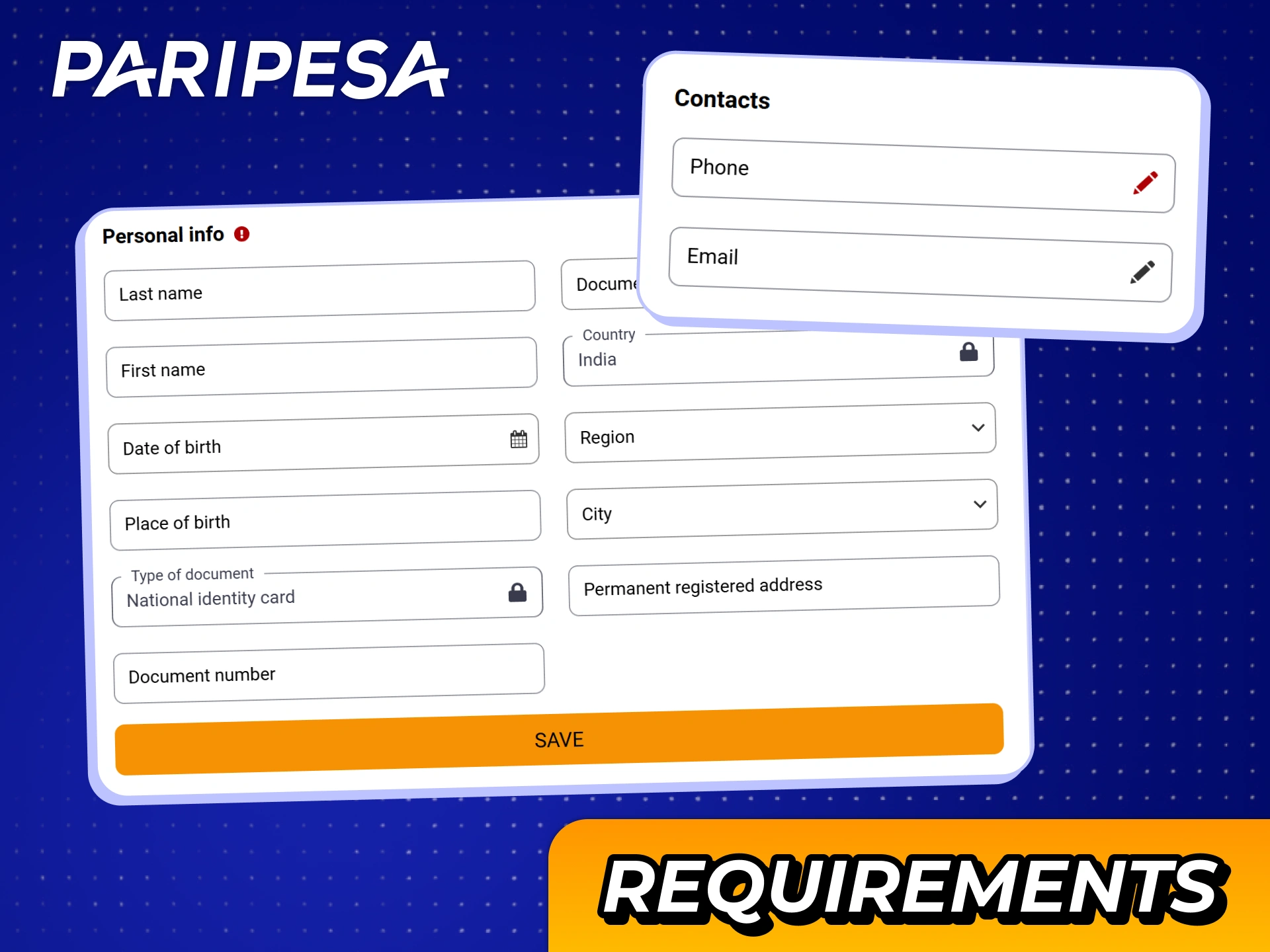 Fill all personal information at your Paripesa profile to meet verification requirements.