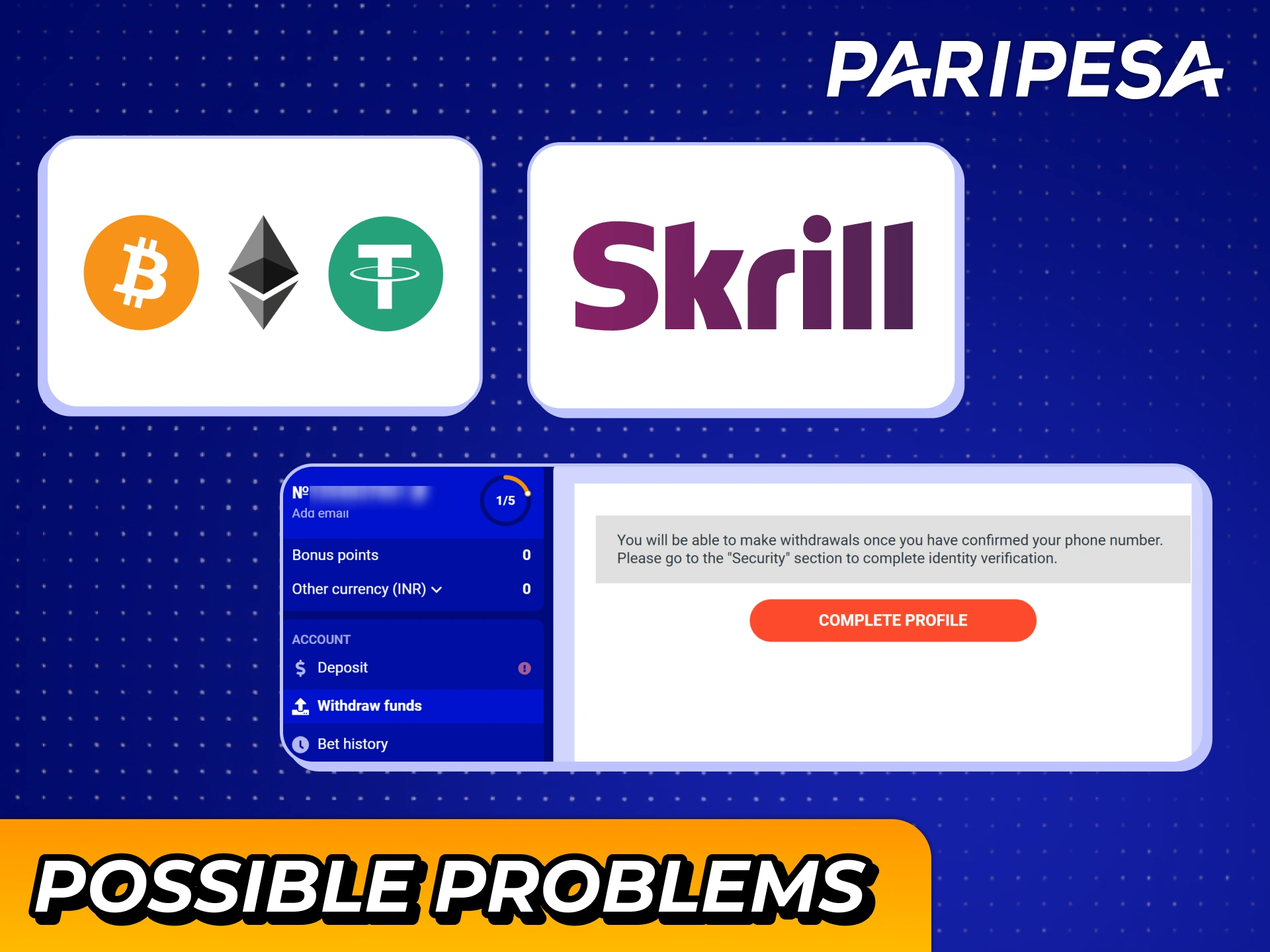 Read about possible withdrawal problems at Paripesa and how to deal with them.